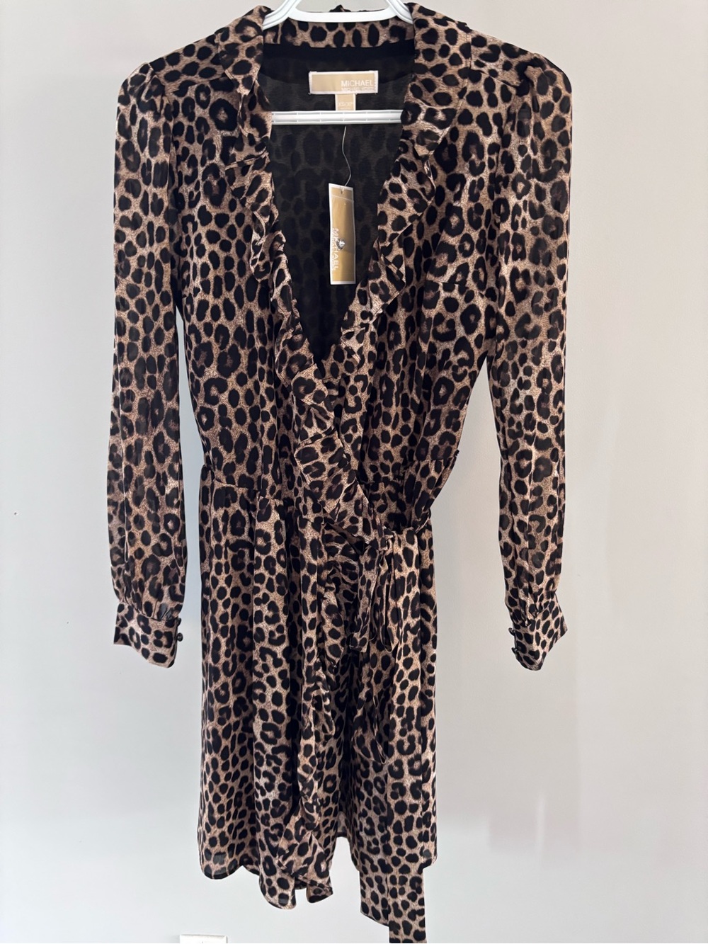 Michael by Michael Kors Leopard Wrap Dress - Brown Black